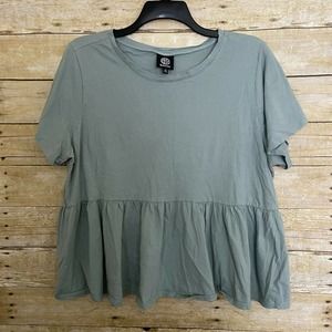 Bobeau Nordstrom Green Plus Size Peplum Babydoll Top - Size 1X - Short Sleeve